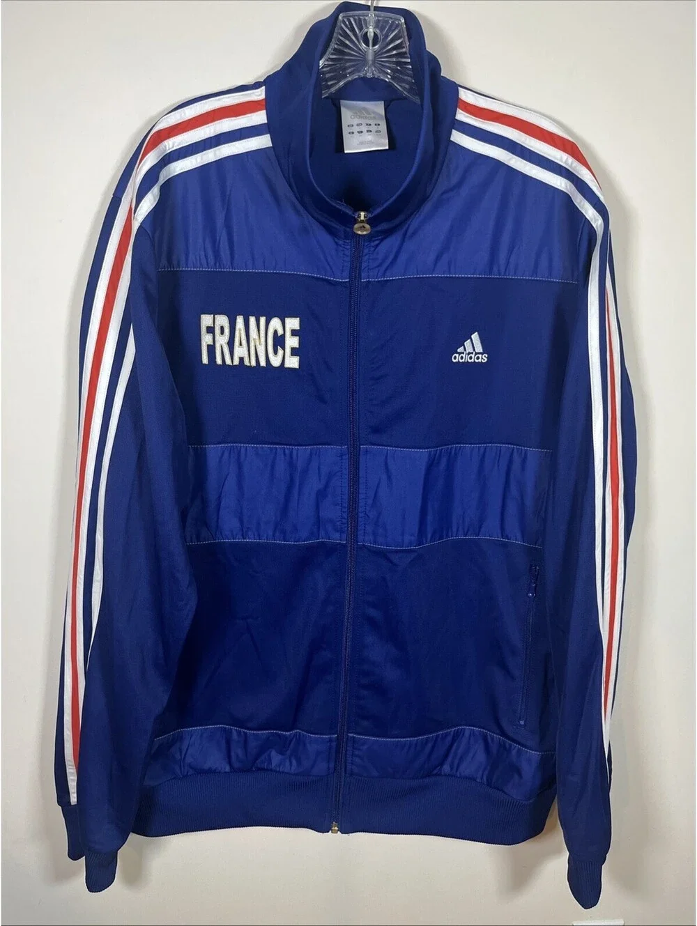 Vintage Adidas France Jacket Track XL Blue Football Full Zip